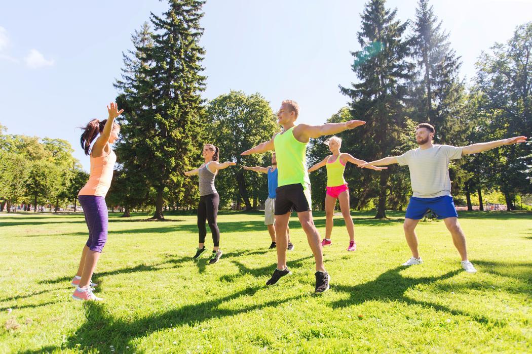 UC Rec Centre people exercising outside
